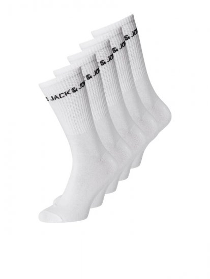 Jack & Jones Basic Logo Tennissokken Wit 5-pack - Ondergoed & zwem - Grote Maten Ondergoed Heren