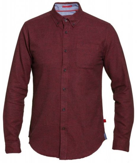 D555 Dawson Textured Shirt Dark Red - Hemden - Overhemden Grote Maten Heren
