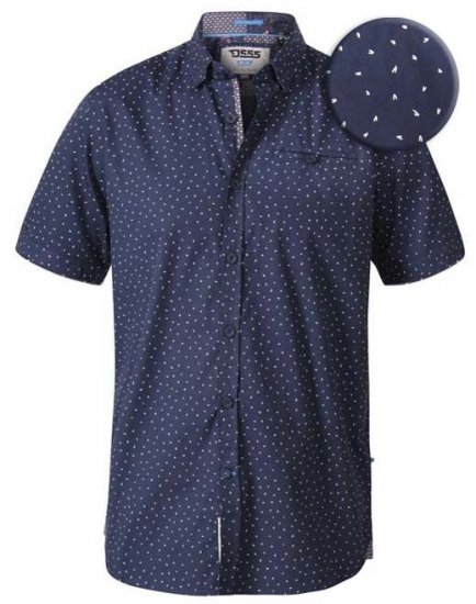D555 Derwent Short Sleeve Shirt Navy - Hemden - Overhemden Grote Maten Heren