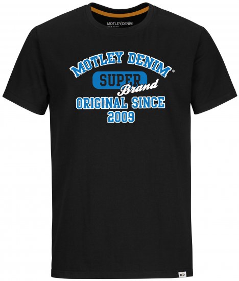 Motley Denim Exeter T-shirt Blue on Black - T-shirts - Grote Maten T-shirts Heren