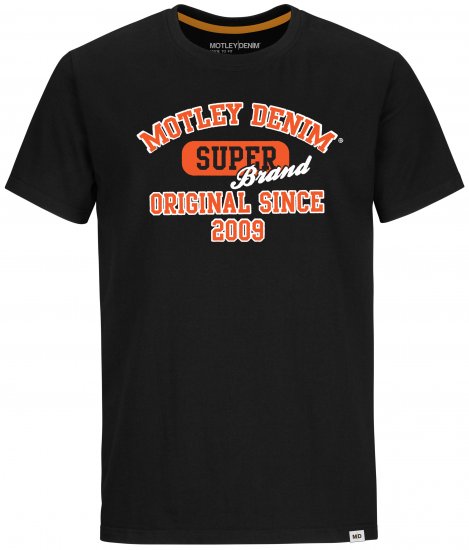 Motley Denim Exeter T-shirt Orange on Black - T-shirts - Grote Maten T-shirts Heren