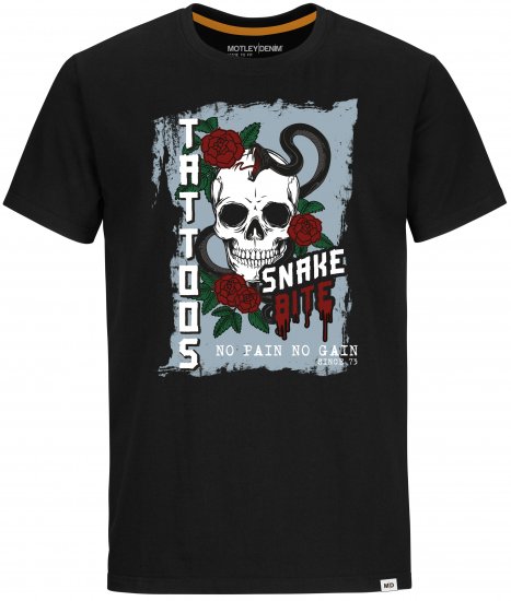 Motley Denim Franklin T-shirt Black - T-shirts - Grote Maten T-shirts Heren