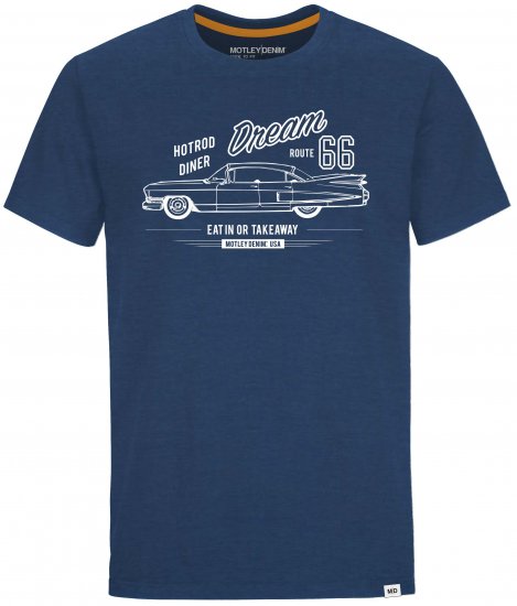Motley Denim Gillingham T-shirt Dark Indigo - T-shirts - Grote Maten T-shirts Heren