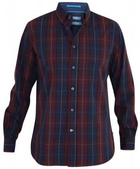 D555 Grady Long Sleeve Check Shirt - Hemden - Overhemden Grote Maten Heren