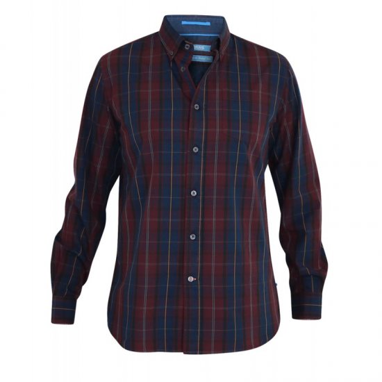 D555 Grady Long Sleeve Check Shirt - Hemden - Overhemden Grote Maten Heren