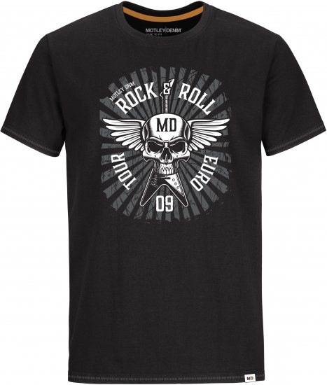 Motley Denim HENLOW T-shirt Black - T-shirts - Grote Maten T-shirts Heren