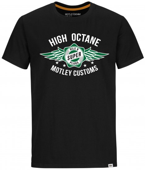 Motley Denim Hereford T-shirt Green on Black - T-shirts - Grote Maten T-shirts Heren