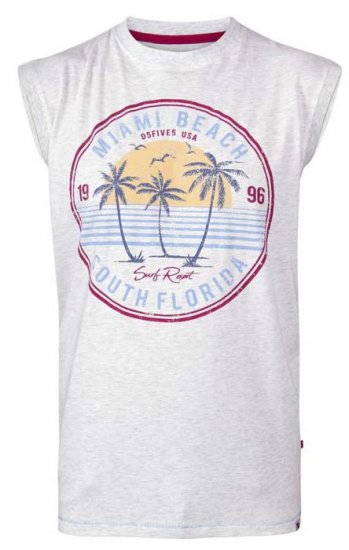 D555 Shipley Miami Beach Printed Sleeveless T-Shirt - T-shirts - Grote Maten T-shirts Heren