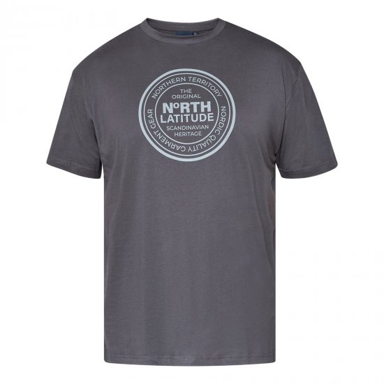 North Latitude T-Shirt Grijs/Houtskoolkleur - T-shirts - Grote Maten T-shirts Heren