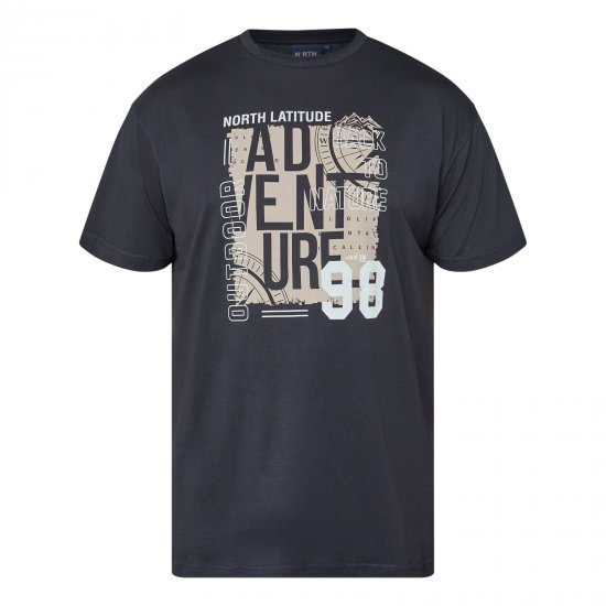 North Latitude Adventure 98 Graphic Tee Zwart - T-shirts - Grote Maten T-shirts Heren