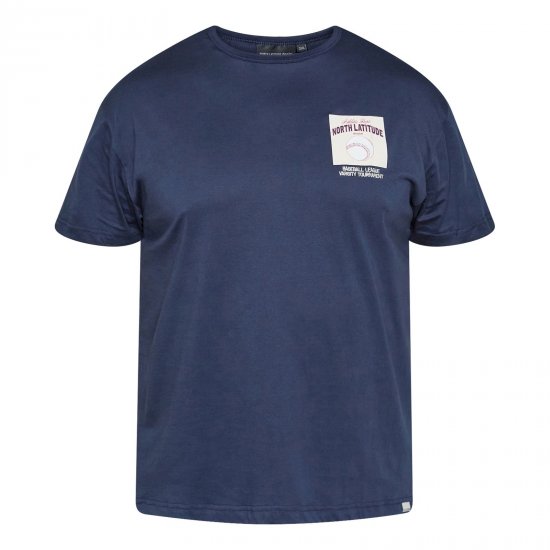 North Latitude T-Shirt With Print Navyblauw - T-shirts - Grote Maten T-shirts Heren