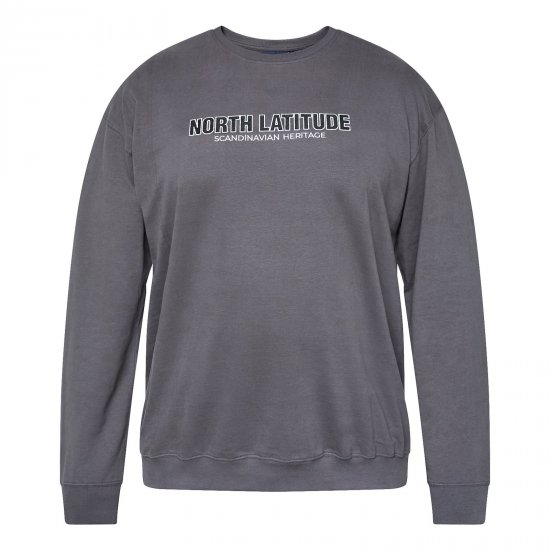 North Latitude Crewneck Sweatshirt Grijs/Houtskoolkleur - TALL sweatshirts - TALL sweatshirts voor lange mannen