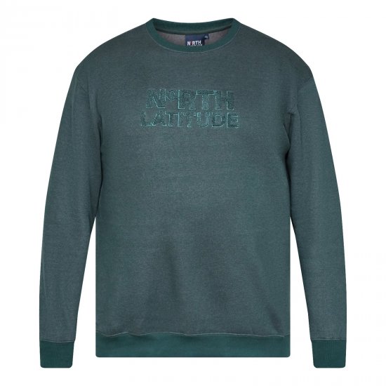 North Latitude Crewneck Logo Sweat Groen/Kaki - TALL sweatshirts - TALL sweatshirts voor lange mannen