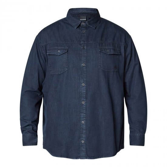 North Latitude Denim Shirt LS Blauw - Hemden - Overhemden Grote Maten Heren