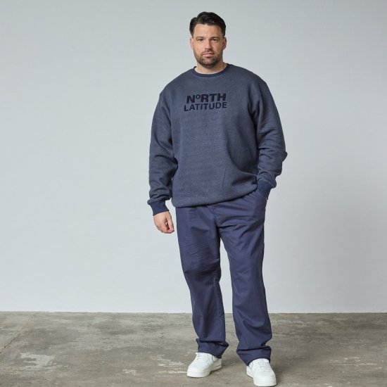 North Latitude Crewneck Logo Sweat Navyblauw - TALL sweatshirts - TALL sweatshirts voor lange mannen