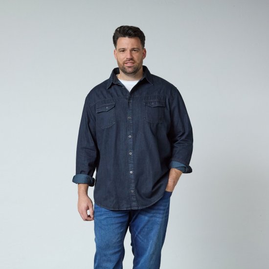 North Latitude Denim Shirt LS Blauw - Hemden - Overhemden Grote Maten Heren