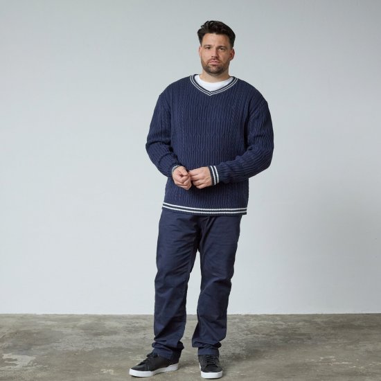 North Latitude V-Neck Knit Navyblauw - TALL sweatshirts - TALL sweatshirts voor lange mannen