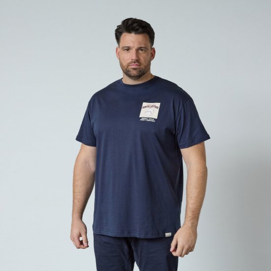 North Latitude T-Shirt With Print Navyblauw - T-shirts - Grote Maten T-shirts Heren