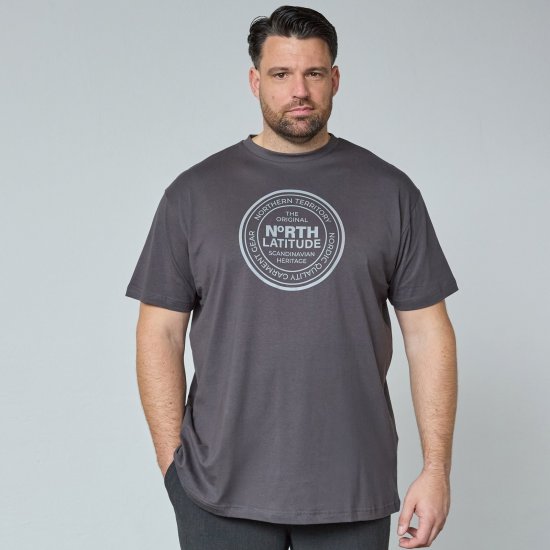 North Latitude T-Shirt Grijs/Houtskoolkleur - T-shirts - Grote Maten T-shirts Heren