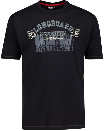 Adamo Longboard Regular Fit Printed T-shirt Black - T-shirts - Grote Maten T-shirts Heren