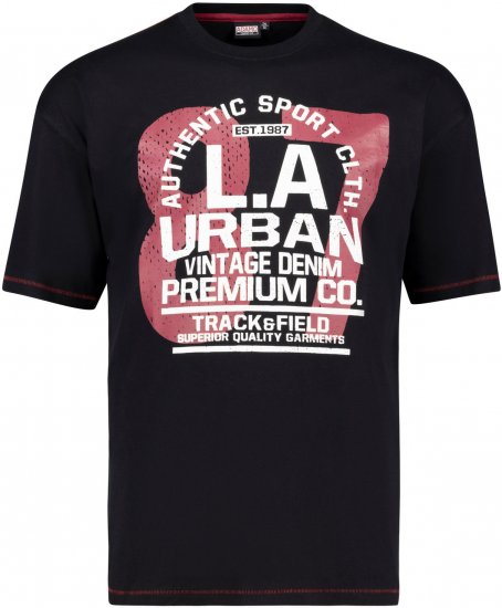 Adamo Urban Comfort Fit Printed T-shirt Black - T-shirts - Grote Maten T-shirts Heren