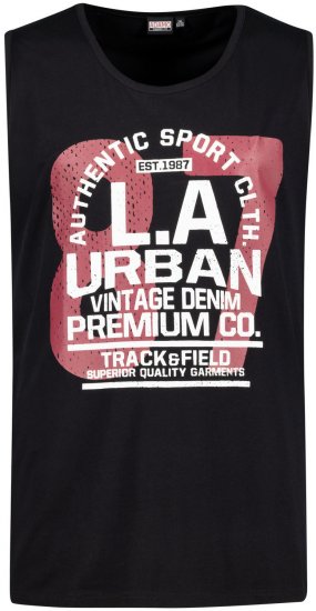 Adamo Urban Comfort Fit Printed Tank-top Black - T-shirts - Grote Maten T-shirts Heren