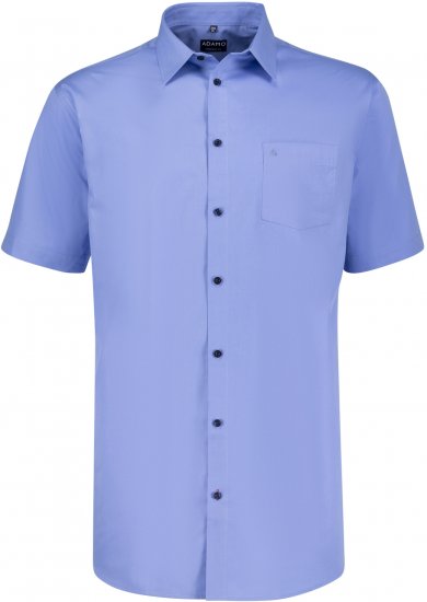 Adamo Warren Comfort Fit Short Sleeve Shirt Medium Blue - Hemden - Overhemden Grote Maten Heren