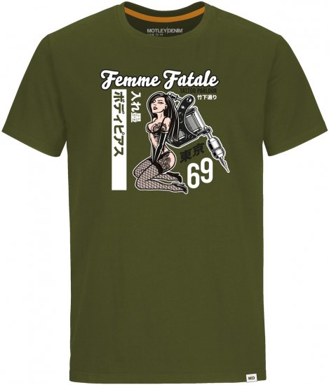 Motley Denim Hampton T-shirt Dark Khaki - T-shirts - Grote Maten T-shirts Heren