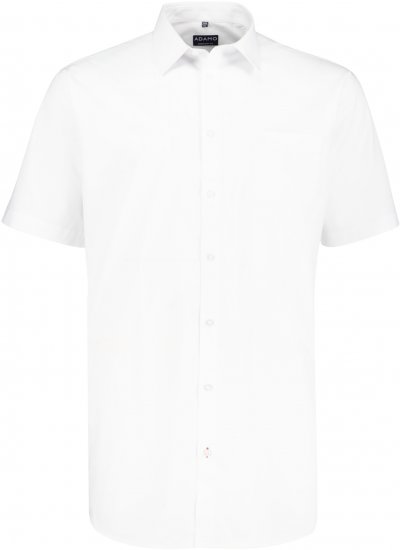 Adamo Warren Comfort Fit Short Sleeve Shirt White - Hemden - Overhemden Grote Maten Heren