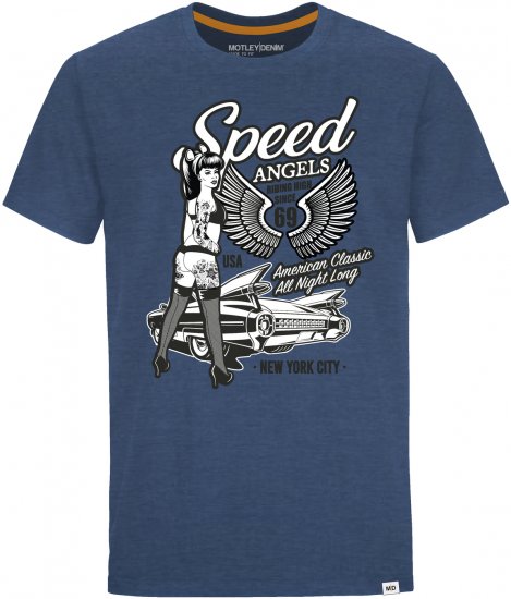 Motley Denim Hanover T-shirt Dark Indigo - T-shirts - Grote Maten T-shirts Heren