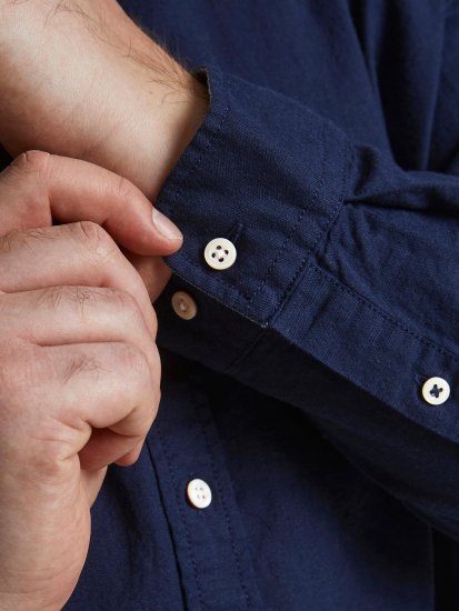 Jack & Jones Summer Shirt L/S Navy - Hemden - Overhemden Grote Maten Heren