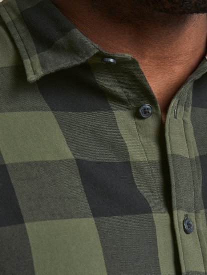 Jack & Jones Gingham L/S Shirt Dusty Olive - Hemden - Overhemden Grote Maten Heren