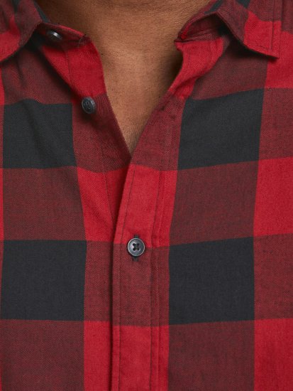 Jack & Jones Gingham Shirt L/S Brick Red - Hemden - Overhemden Grote Maten Heren