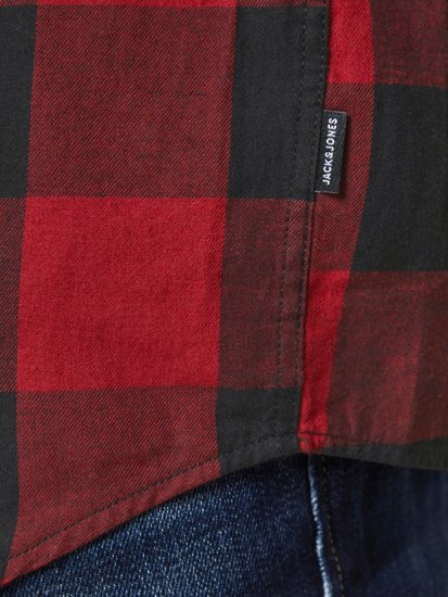 Jack & Jones Gingham Shirt L/S Brick Red - Hemden - Overhemden Grote Maten Heren