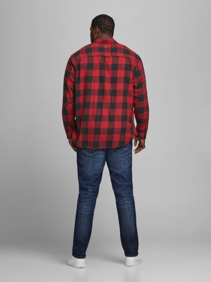 Jack & Jones Gingham Shirt L/S Brick Red - Hemden - Overhemden Grote Maten Heren