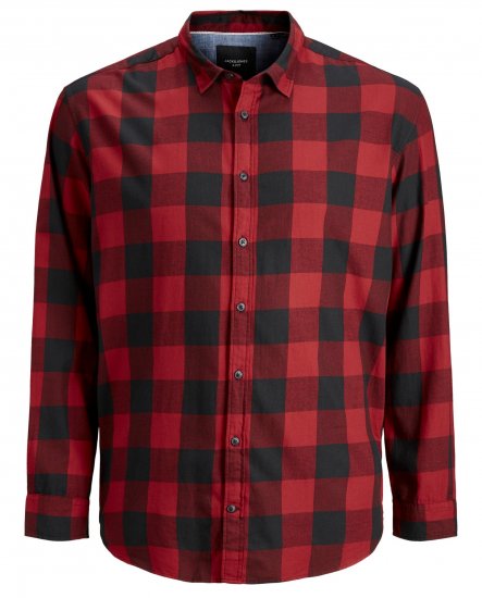 Jack & Jones Gingham Shirt L/S Brick Red - Hemden - Overhemden Grote Maten Heren