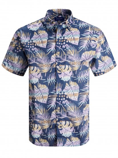 Jack & Jones Hazy S/S Shirts Ensign Blue - Hemden - Overhemden Grote Maten Heren
