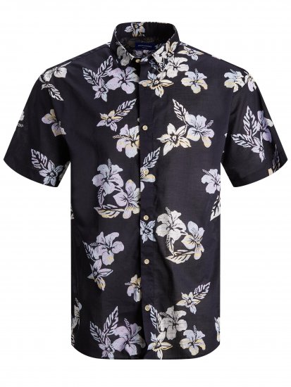 Jack & Jones Hazy Shirt S/S Dark Navy - Hemden - Overhemden Grote Maten Heren