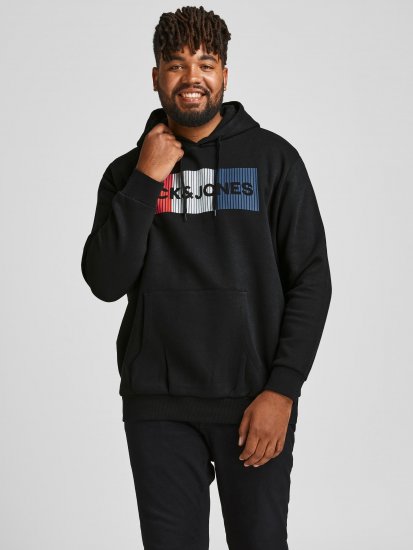 Jack & Jones CORP LOGO Hoodie Black - Sweaters & hoodies - Sweaters & Hoodies Grote Maten Heren