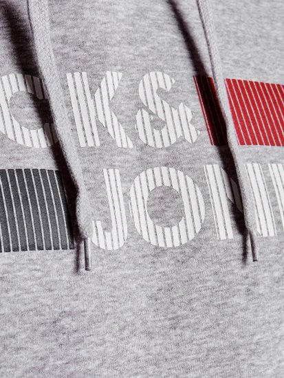 Jack & Jones CORP LOGO Hoodie Light Gray - Sweaters & hoodies - Sweaters & Hoodies Grote Maten Heren