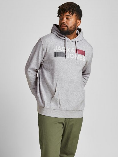 Jack & Jones CORP LOGO Hoodie Light Gray - Sweaters & hoodies - Sweaters & Hoodies Grote Maten Heren