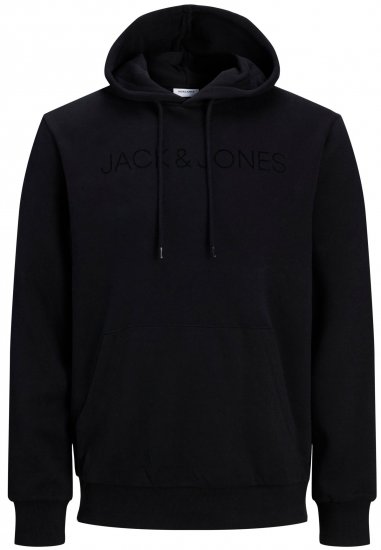 Jack & Jones JJHUGO FLOCK Hoodie Black - Sweaters & hoodies - Sweaters & Hoodies Grote Maten Heren