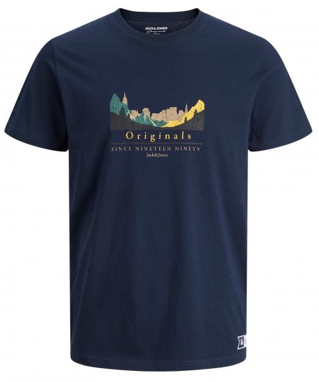 Jack & Jones JORWOODLANDGRAPHIC T-Shirt Navy - T-shirts - Grote Maten T-shirts Heren