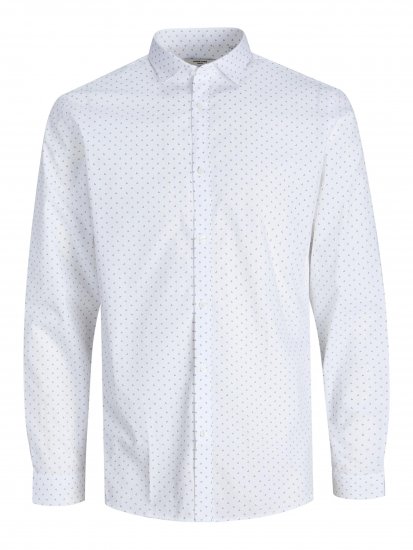 Jack & Jones JPRBLACARDIFF Print Shirt LS White - Hemden - Overhemden Grote Maten Heren