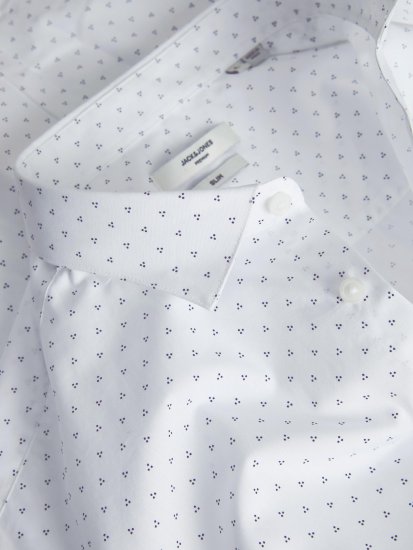 Jack & Jones JPRBLACARDIFF Print Shirt LS White - Hemden - Overhemden Grote Maten Heren