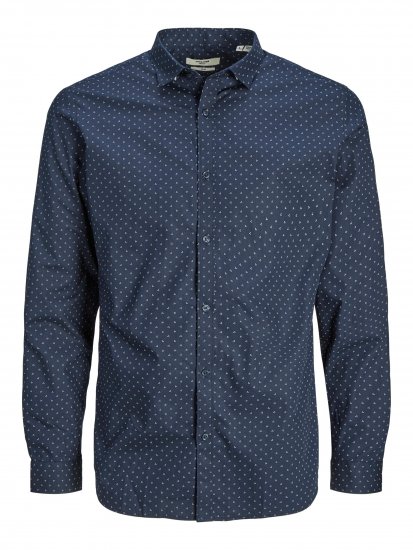 Jack & Jones JPRBLACARDIFF Print Shirt LS Navy - Hemden - Overhemden Grote Maten Heren