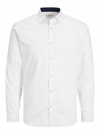 Jack & Jones JPRBLACARDIFF CONTRAST Shirt LS White - Hemden - Overhemden Grote Maten Heren