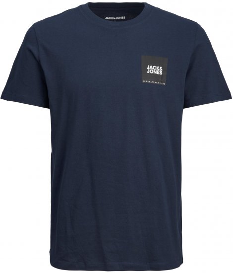 Jack & Jones JJLOCK TEE Navy Small print logo - T-shirts - Grote Maten T-shirts Heren