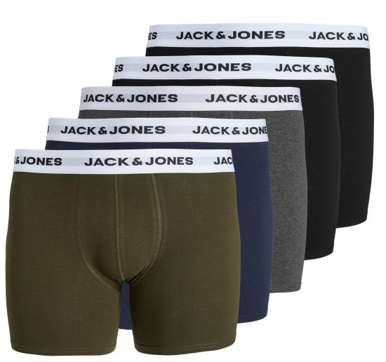 Jack & Jones BASIC White WB Trunks 5-Pack Green - Ondergoed & zwem - Grote Maten Ondergoed Heren