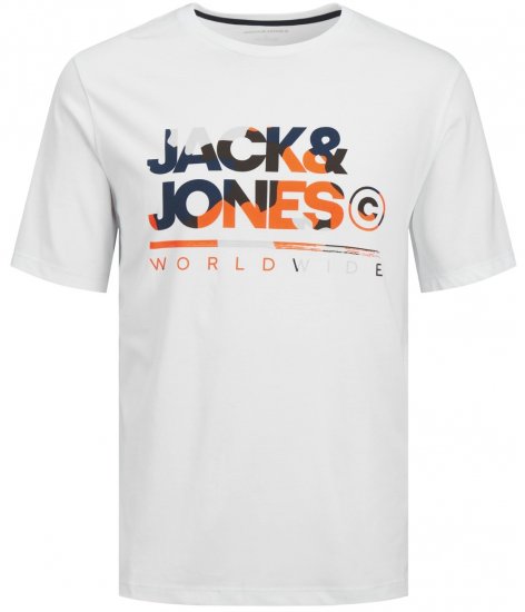 Jack & Jones JJLUKE T-Shirt White - T-shirts - Grote Maten T-shirts Heren